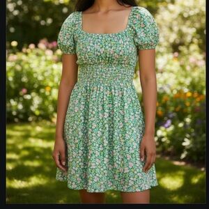 WRAY New York Floral Smocked Ruffle Sleeve Dress Size M